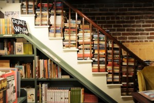 books on stairs